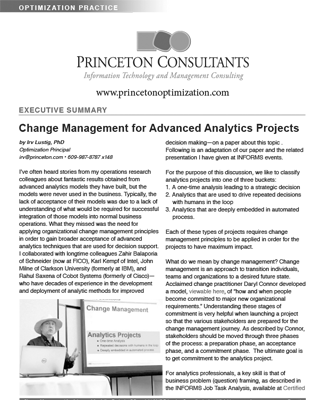 Change Management for Advanced Analytics Projects