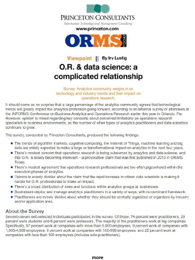 Princeton Consultants: O.R. & Data Science: A Complicated Relationship