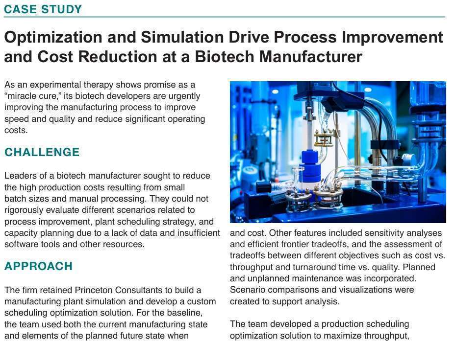 biotech manufacturing optimization